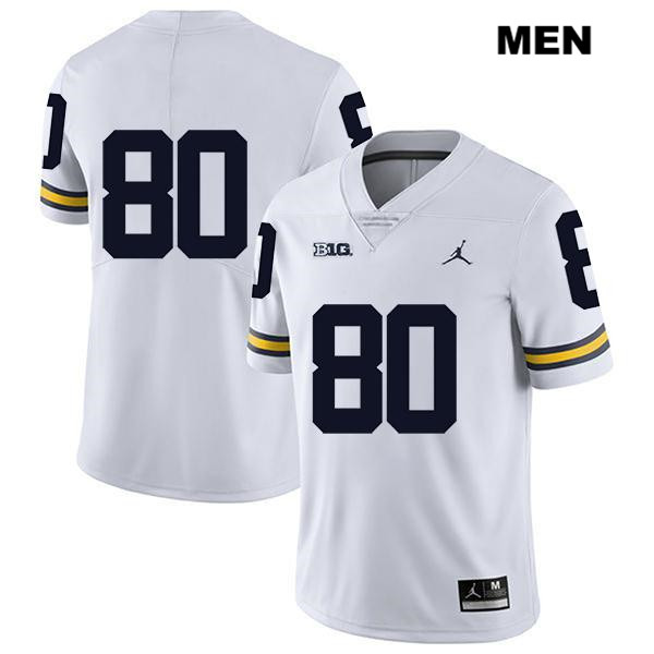 Men's NCAA Michigan Wolverines Hunter Neff #80 No Name White Jordan Brand Authentic Stitched Legend Football College Jersey OV25E46WD